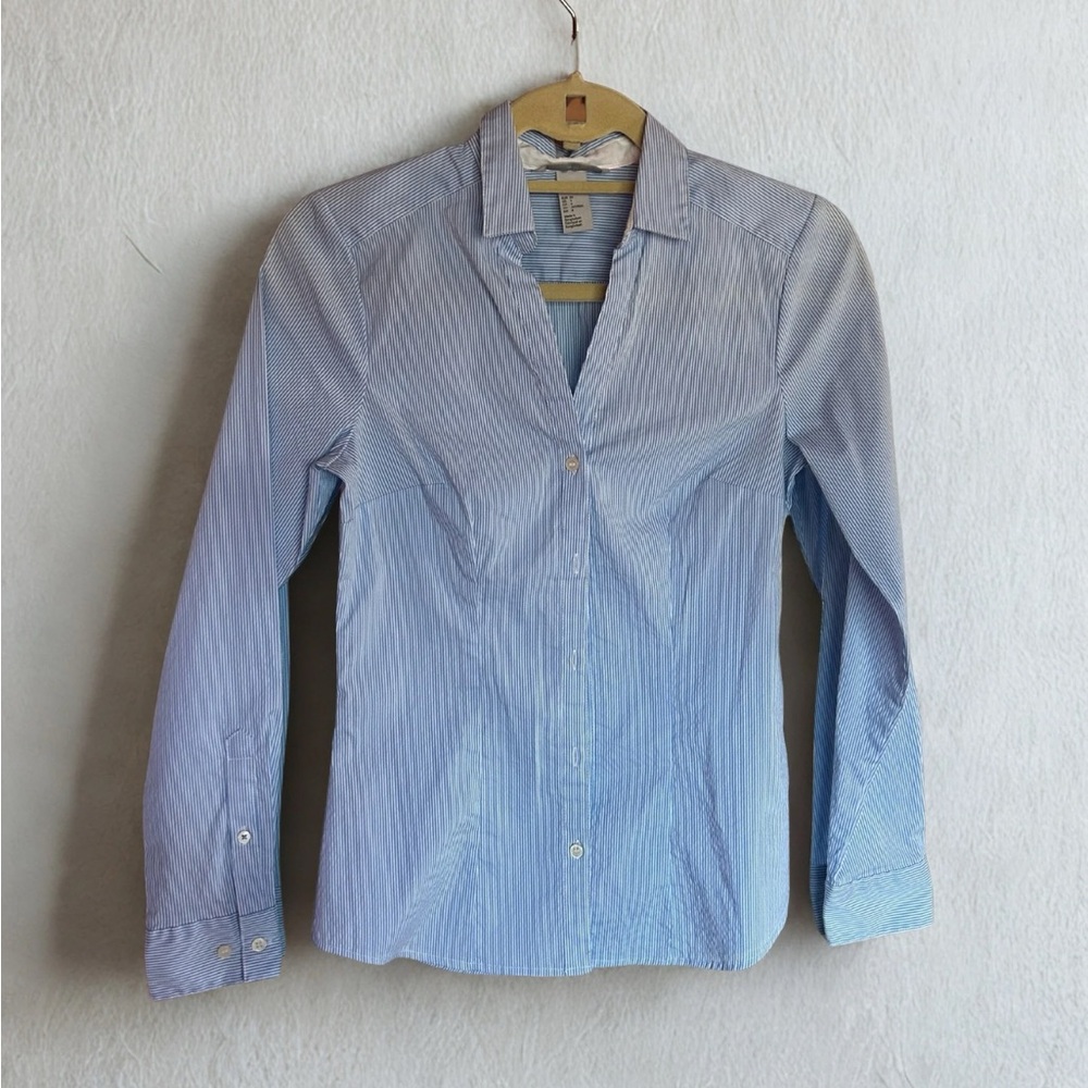 H&M 32% Cotton Blue Button Down Shirt for Women